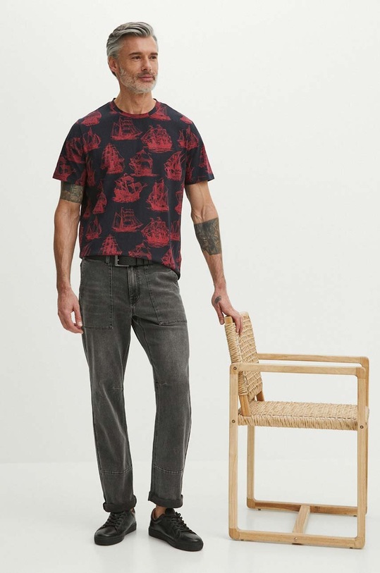 Bavlnené tričko pánske tmavomodrá farba RS24.TSM806 tmavomodrá RS24