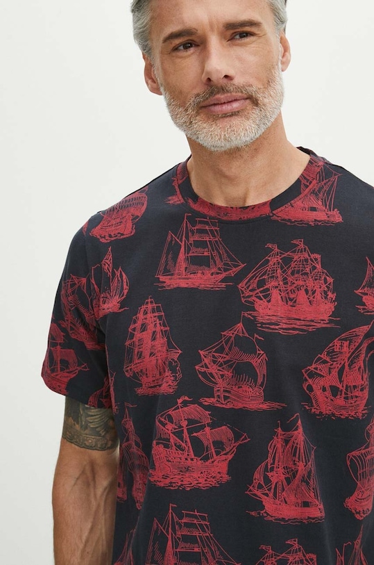 Bavlnené tričko pánske tmavomodrá farba tmavomodrá RS24.TSM806