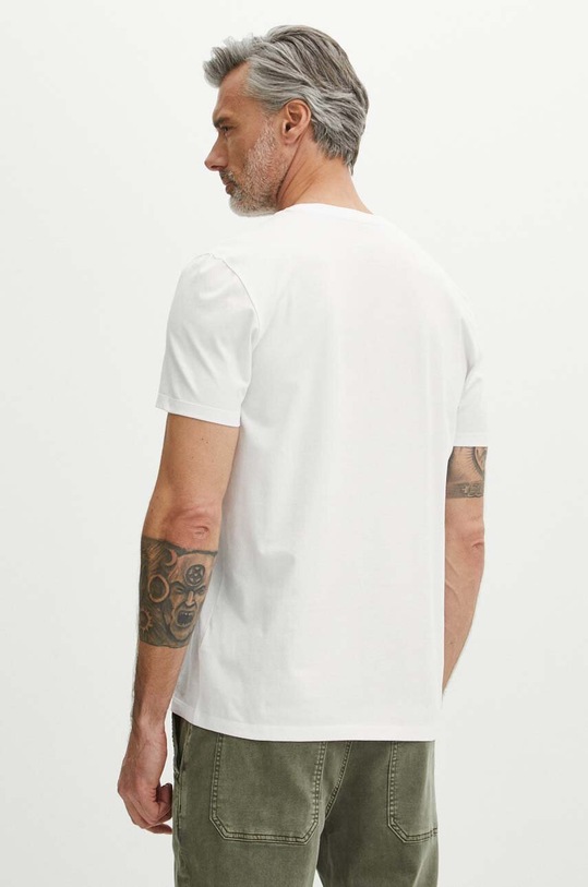 Odzież T-shirt bawełniany męski z domieszką elastanu z nadrukiem kolor biały RS24.TSM809 biały