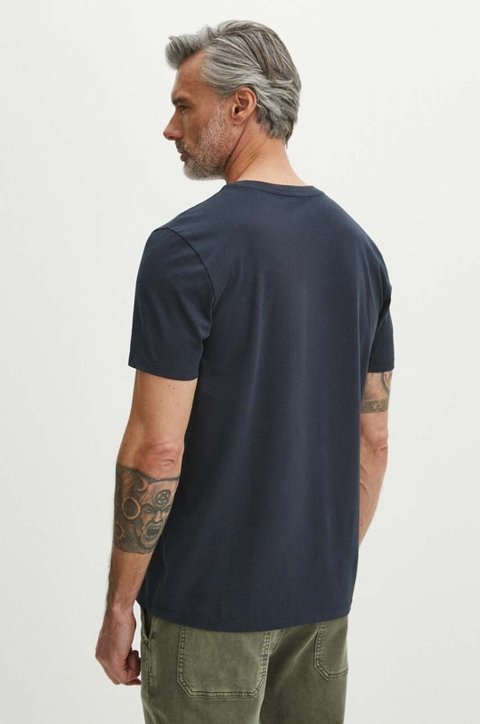 Odzież T-shirt bawełniany męski z domieszką elastanu z nadrukiem kolor granatowy RS24.TSM809 granatowy