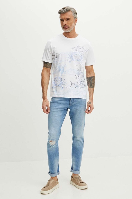 T-shirt bawełniany męski kolor biały RS24.TSM810 biały RS24