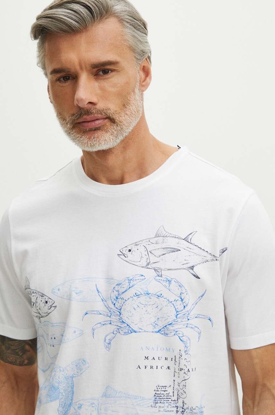 T-shirt bawełniany męski kolor biały biały RS24.TSM810