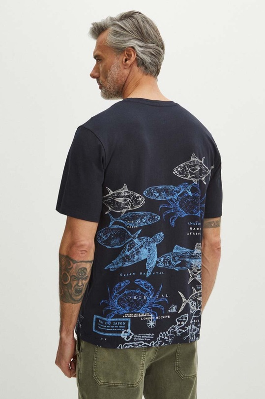 Odzież T-shirt bawełniany męski kolor granatowy RS24.TSM810 granatowy