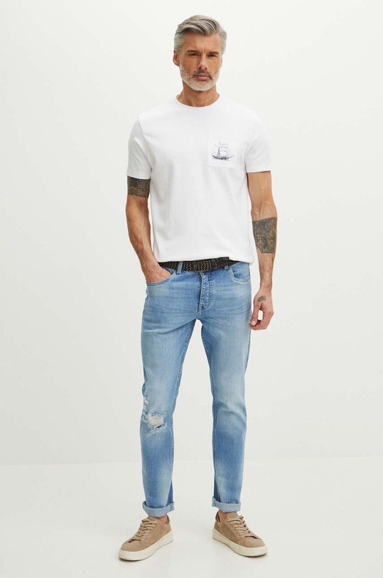 T-shirt bawełniany męski z nadrukiem kolor biały RS24.TSM811 biały RS24