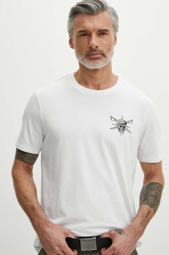 Odzież T-shirt bawełniany męski kolor biały RS24.TSM815 biały