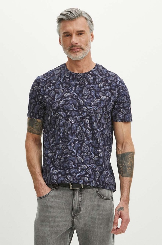 Medicine t-shirt bawełniany wzorzyste granatowy RS24.TSM820