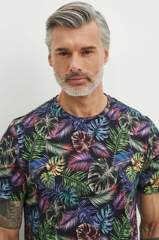 Odzież T-shirt bawełniany męski wzorzysty kolor czarny RS24.TSM821 czarny