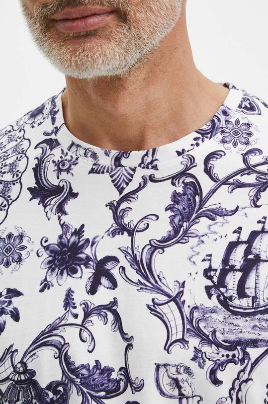 T-shirt bawełniany męski wzorzysty kolor biały biały RS24.TSM822