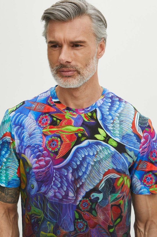 T-shirt bawełniany męski z domieszką elastanu z kolekcji Jane Tattersfield x Medicine kolor multicolor RS24.TSM851 multicolor