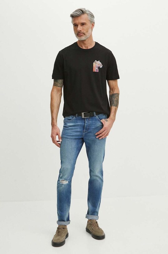 Odzież T-shirt bawełniany męski z kolekcji Jane Tattersfield x Medicine kolor czarny RS24.TSM854 czarny