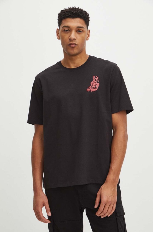 Oblečenie Bavlnené tričko pánske čierna farba RS24.TSM908 čierna