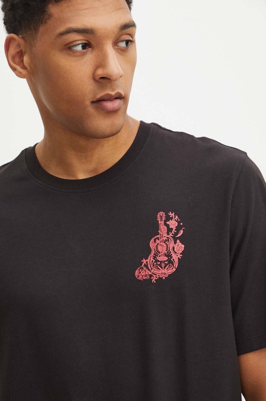 Bavlnené tričko pánske čierna farba čierna RS24.TSM908