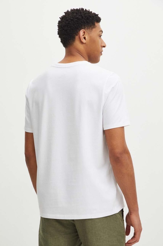 Odzież T-shirt bawełniany męski z domieszką elastanu z nadrukiem kolor biały RS24.TSM909 biały