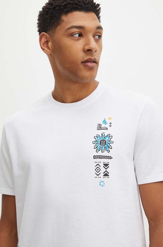 T-shirt męski z nadrukiem kolor biały biały RS24.TSM912