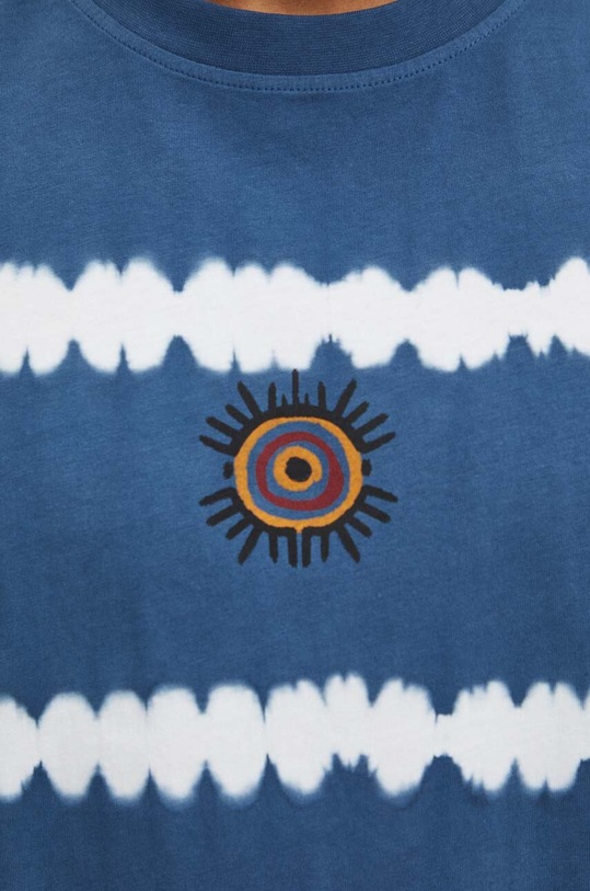 T-shirt bawełniany męski z efektem tie dye z nadrukiem kolor zielony RS24.TSM915 turkusowy