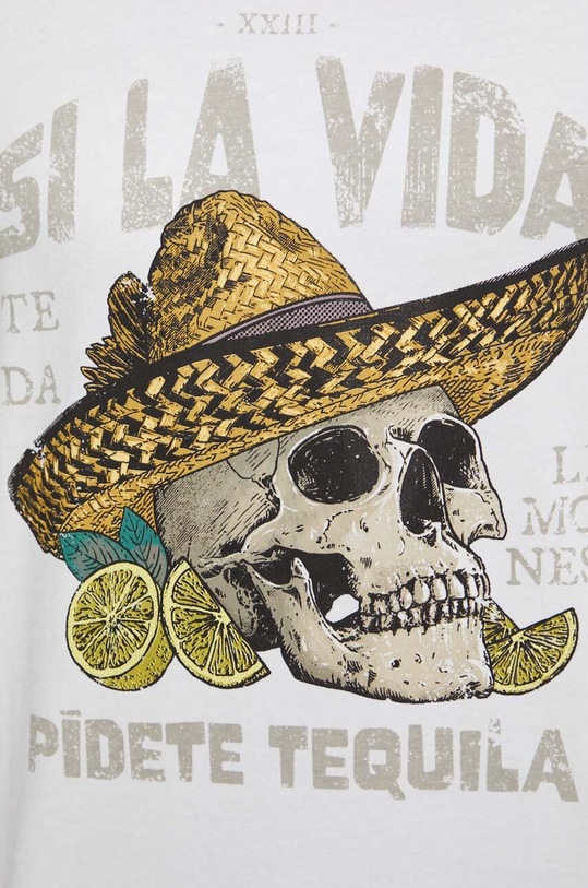 T-shirt bawełniany męski z nadrukiem kolor biały RS24.TSM916 biały