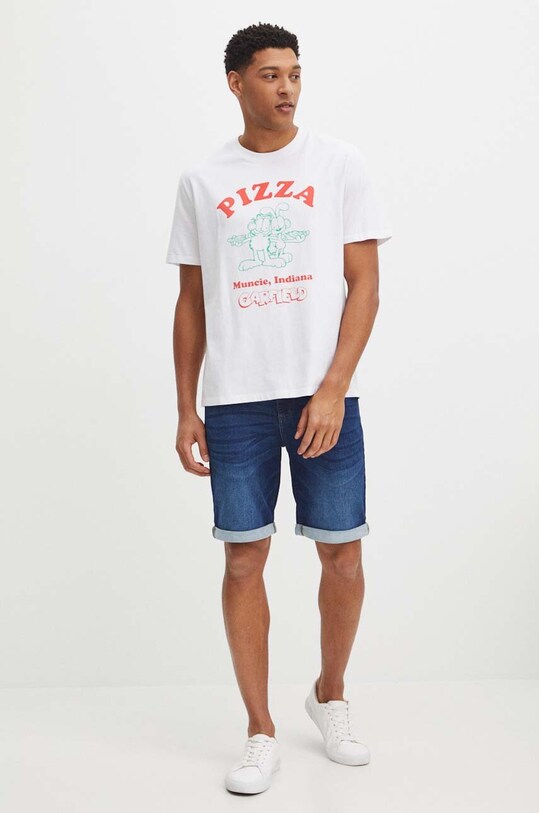 T-shirt bawełniany męski Garfield kolor biały RS24.TSM950 biały RS24