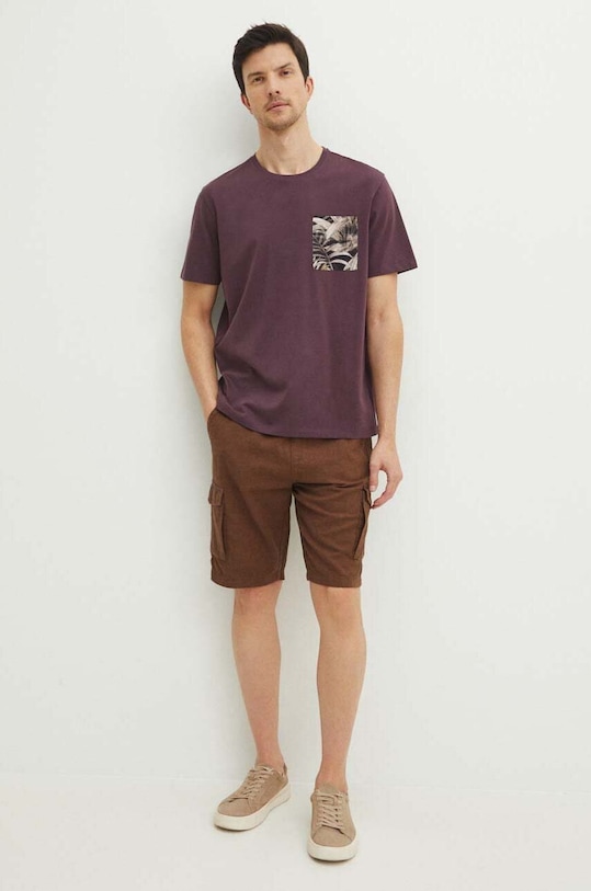 T-shirt bawełniany męski z kieszonką kolor fioletowy RS24.TSMA10 fioletowy RS24