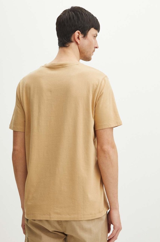 Odzież T-shirt bawełniany męski z domieszką elastanu z nadrukiem kolor beżowy RS24.TSMA12 beżowy