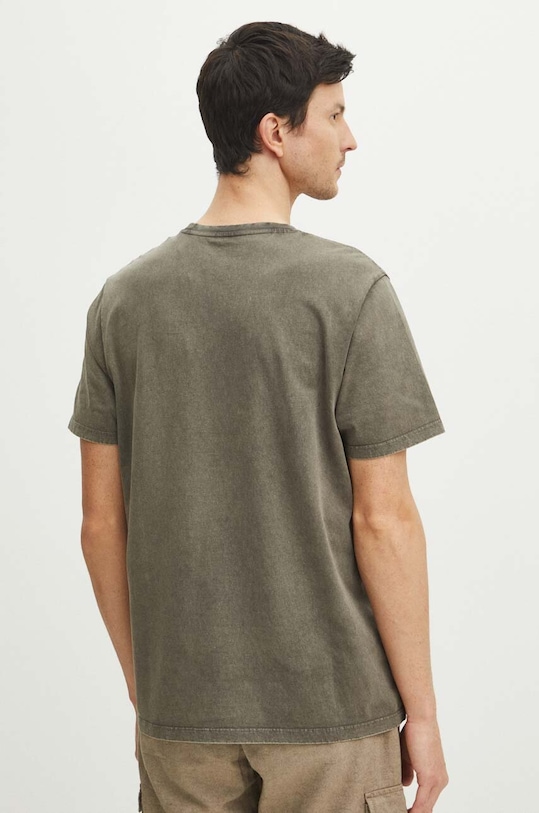 Odzież T-shirt bawełniany męski z nadrukiem kolor zielony RS24.TSMA13 zielony