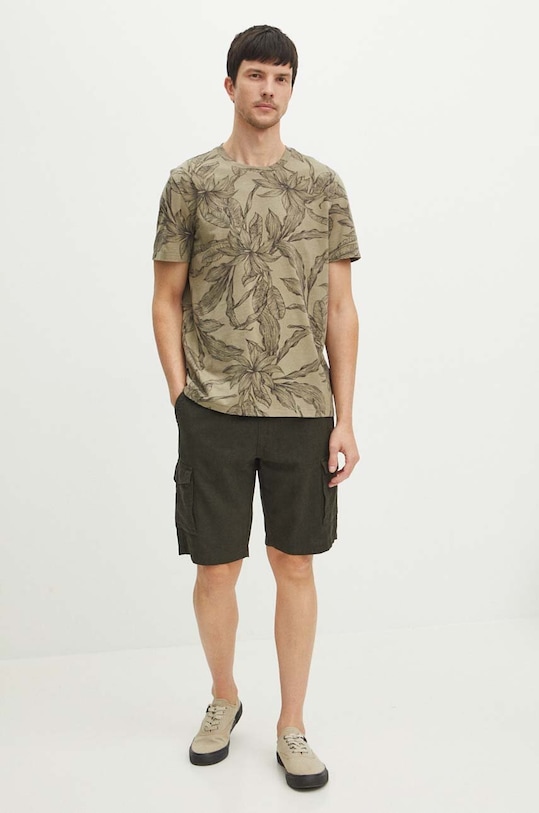 T-shirt bawełniany męski wzorzysty kolor zielony RS24.TSMA25 zielony RS24