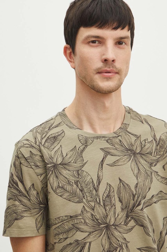 T-shirt bawełniany męski wzorzysty kolor zielony zielony RS24.TSMA25