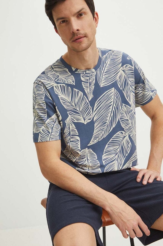 Medicine t-shirt bawełniany wzorzyste niebieski RS24.TSMA27