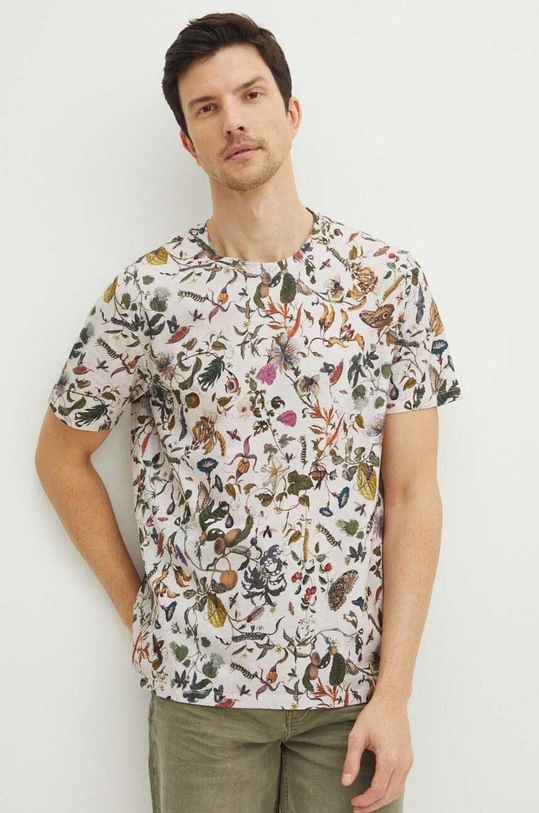 T-shirt bawełniany męski wzorzysty kolor multicolor bawełna multicolor RS24.TSMA30