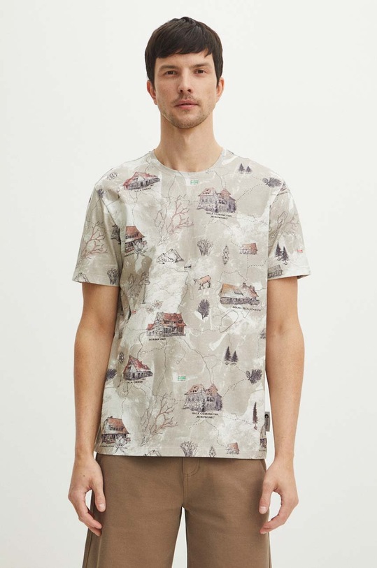 T-shirt bawełniany męski z kolekcji Tatrzański Park Narodowy x Medicine kolor beżowy RS24.TSMA50 beżowy RS24