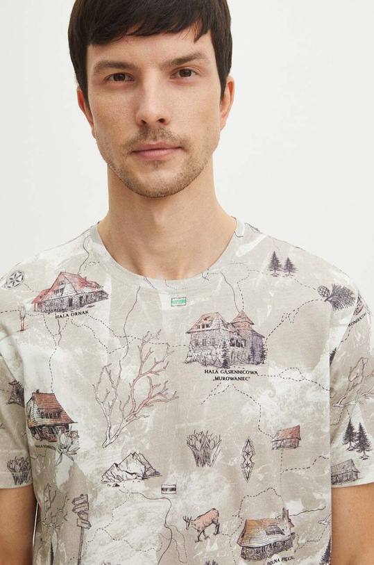 T-shirt bawełniany męski z kolekcji Tatrzański Park Narodowy x Medicine kolor beżowy RS24.TSMA50 beżowy