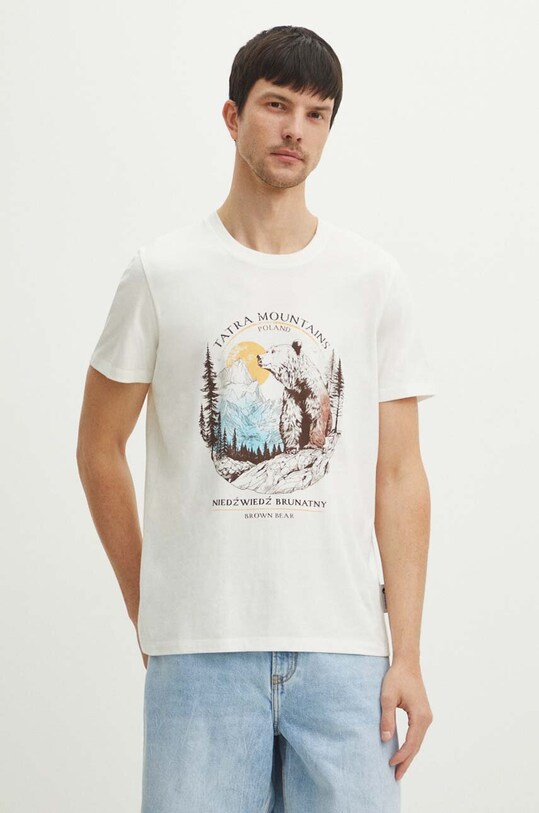 T-shirt bawełniany męski z kolekcji Tatrzański Park Narodowy x Medicine kolor beżowy RS24.TSMA53 beżowy RS24