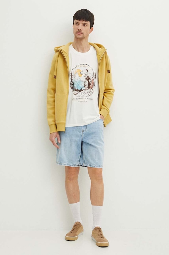 Oblečenie Bavlnené tričko pánske z kolekcie Tatra National Park x Medicine béžová farba RS24.TSMA53 béžová