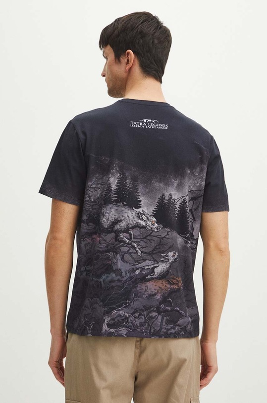 T-shirt bawełniany męski z domieszką elastanu z kolekcji Tatra Legends kolor czarny czarny RS24.TSMA55