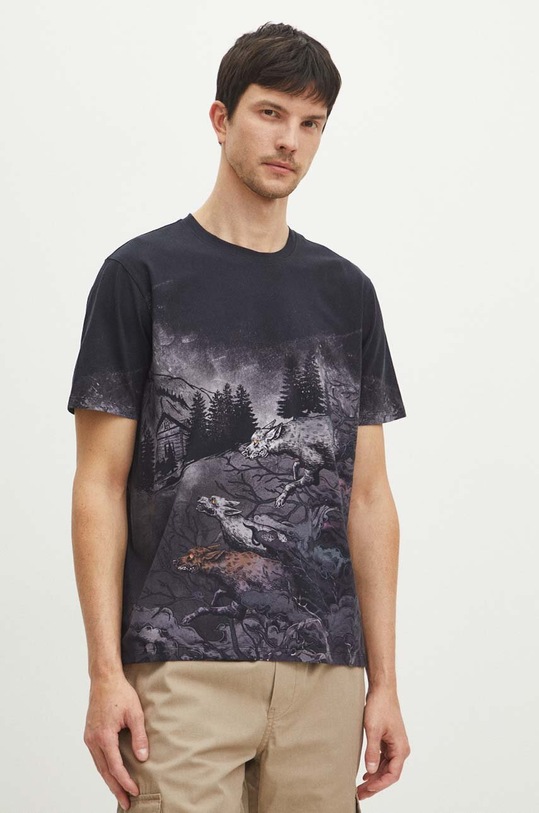 T-shirt bawełniany męski z domieszką elastanu z kolekcji Tatra Legends kolor czarny RS24.TSMA55 czarny