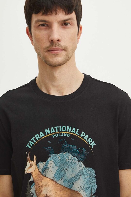 T-shirt bawełniany męski z kolekcji Tatrzański Park Narodowy x Medicine kolor czarny RS24.TSMA56 czarny