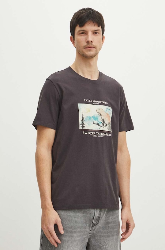 Bavlněné tričko pánské šedá barva RS24.TSMA57 šedá