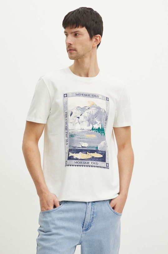 T-shirt bawełniany męski z kolekcji Tatrzański Park Narodowy x Medicine kolor beżowy RS24.TSMA58 beżowy RS24