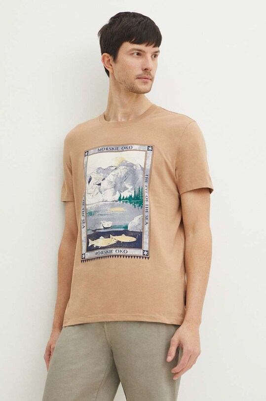 T-shirt bawełniany męski z kolekcji Tatrzański Park Narodowy x Medicine kolor beżowy RS24.TSMA58 beżowy RS24