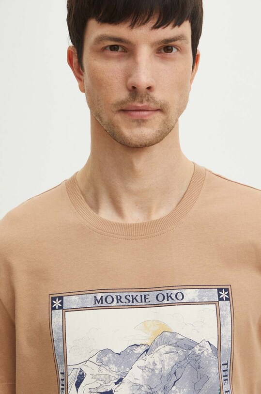 T-shirt bawełniany męski z kolekcji Tatrzański Park Narodowy x Medicine kolor beżowy RS24.TSMA58 beżowy