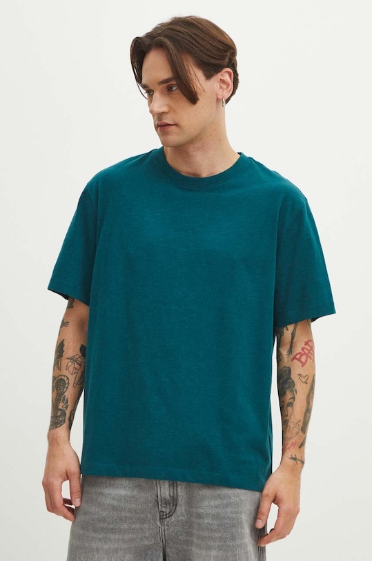 Bavlněné tričko tyrkysová barva relaxed tyrkysová RS24.TSMB05