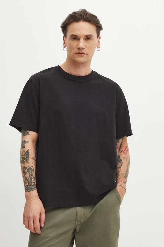 T-shirt bawełniany męski gładki kolor szary bawełna szary RS24.TSMB05