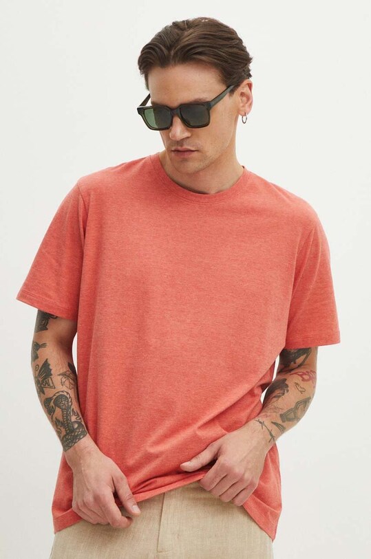 T-shirt męski melanżowy kolor różowy melanż różowy RS24.TSMB06