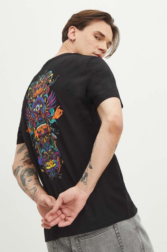 Bavlněné tričko černá barva slim černá RS24.TSMB20