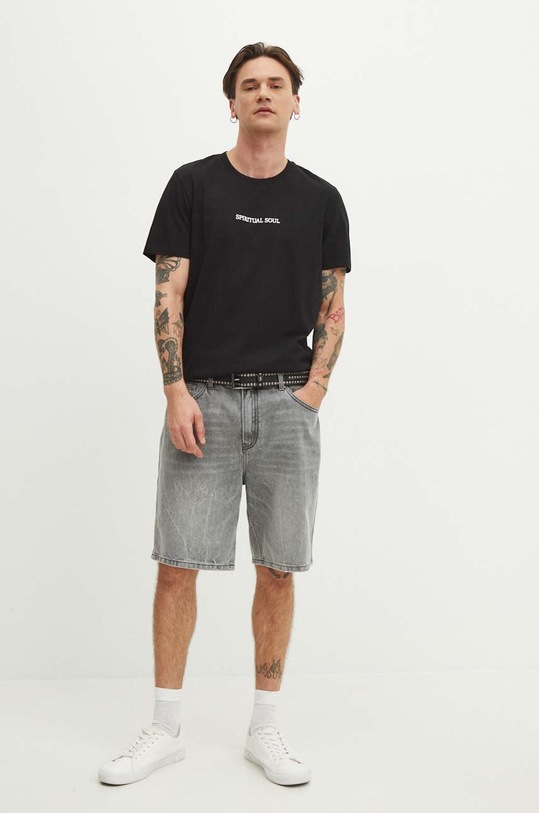 T-shirt bawełniany męski z nadrukiem kolor czarny RS24.TSMB20 czarny RS24