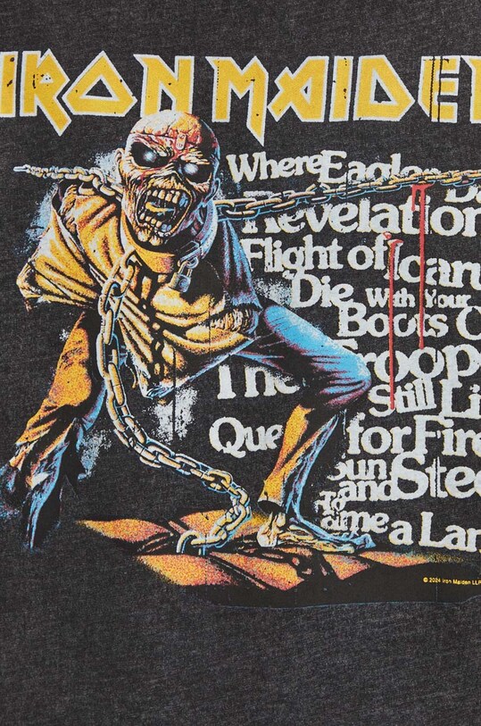 T-shirt bawełniany męski Iron Maiden kolor szary RS24.TSMB54 szary