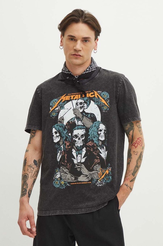 Bavlnené tričko pánske s potlačou Metallica čierna farba RS24.TSMB55 čierna RS24
