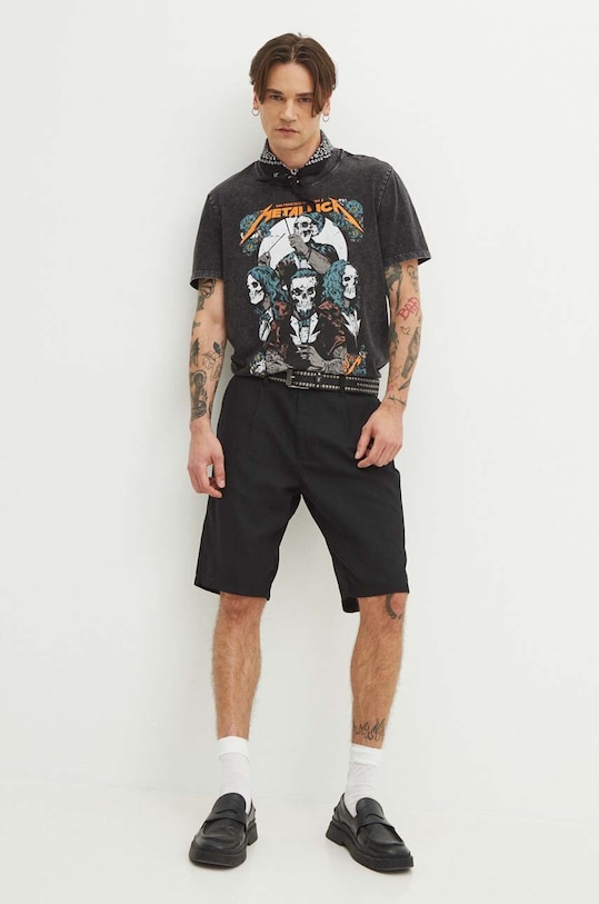 Oblečenie Bavlnené tričko pánske s potlačou Metallica čierna farba RS24.TSMB55 čierna