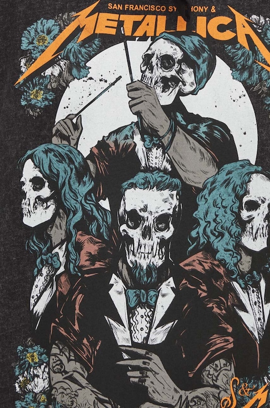 Bavlnené tričko pánske s potlačou Metallica čierna farba RS24.TSMB55