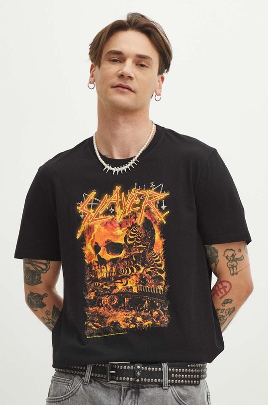 T-shirt bawełniany męski Slayer kolor czarny RS24.TSMB57 czarny RS24