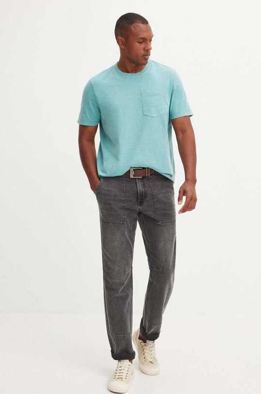Bavlnené tričko pánske tyrkysová farba RS24-TSMC37 tyrkysová RS24
